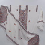 Hand-Painted Mithila Art Cotton Suit Set – White Slub Cotton | 3-Piece Set (Top, Bottom, Dupatta) | Ethnic Elegance – VKV Retail