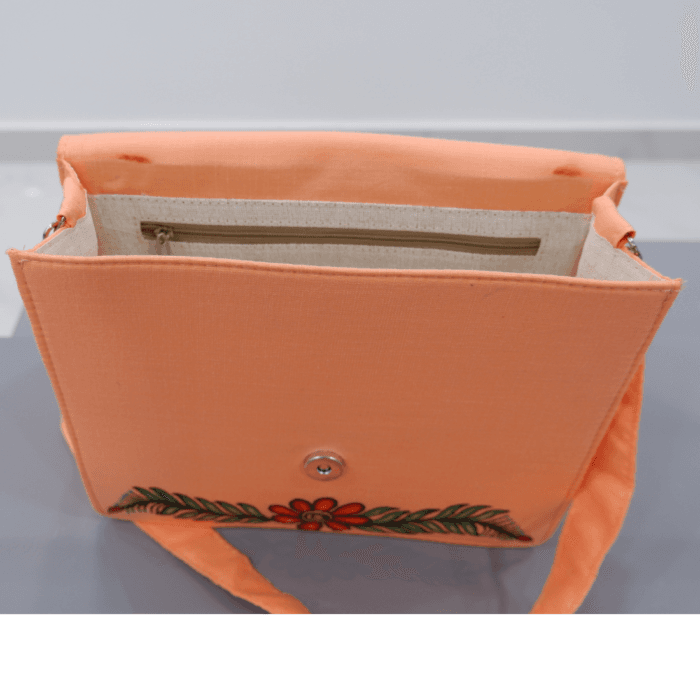 Madhubani Magic Peach Sling – Hand-Painted & Handcrafted