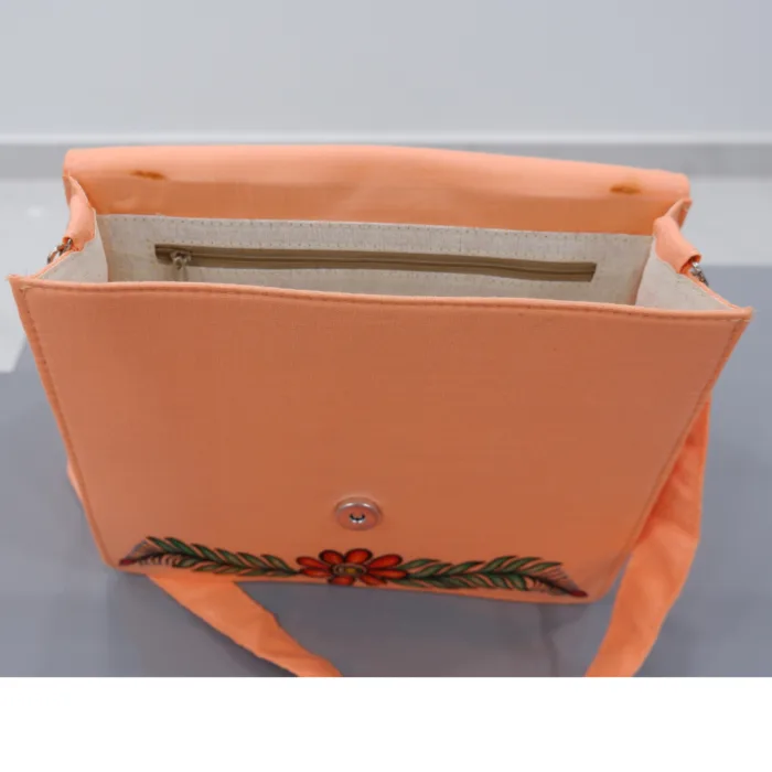 Madhubani Magic Peach Sling – Hand-Painted & Handcrafted