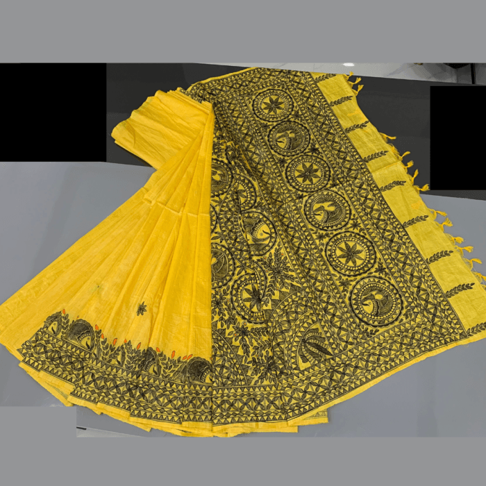 Mithilangan Handcrafted Madhubani Art Saree – Pure Desi Tussar Silk Elegance from Bihar